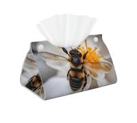 Bee On Honeycomb Print Versatile Long Tissue Box Cover Stylish Leather Car Tissue Box for Home Vehicle Décor