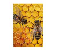 Bee On Honeycomb Printed Wooden Puzzle 300 Piece, Cute Puzzle Game in Plastic Box for Family Entertainment and Brain Training Gifts