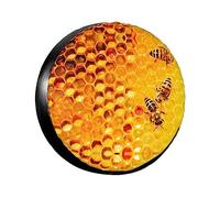 Bee On Honeycomb Tire Totes,Spare Tire Cover,Portable Wheel Bags,For Easy Transportation,Universal Fit 14" 15" 16" 17"