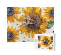 Bee on sunflower Printed Wooden Intelligence Puzzle 52x38 CM - 500 Pieces(boxed) Jigsaw Puzzles Education Game for Adults - Home Decoration Puzzle