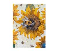 Bee on sunflower Printed Wooden Puzzle 500 Piece, Cute Puzzle Game in Plastic Box for Family Entertainment and Brain Training Gifts