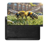 Bee on The Square Passport Holder Passport Cover Protector Essentials with Credit Card Slots for Women Men