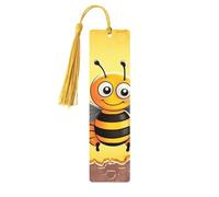 Bee on The Square Wood Bookmark for Book Lovers Birthday Teachers Gift, Handmade Craft Book Marks Ornaments with Tassel Exquisite Reading Page Markers for Men Women