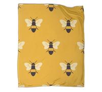 Bee Pattern Fleece Blanket Soft Cozy Reversible 3D Yellow Printed Throw Blanket for Kids Adults Printed Plush Solid Blanket for Bed And Couch 80x90inch(200x230cm)