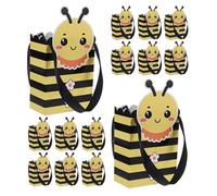 Bee Pattern Gift Bags with Handles 20pcs Paper Favor Bags | Birthday Party and Baby Shower, Portable Design, Cute Fun Adorable Style