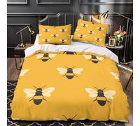 Bee Pattern Repeat Duvet Cover 3D Print All Season 3-Piece Bed Set Hidden Zipper Vector Illustration Quilt Cover Premium Wrinkle-Resistant for Teens Adults Kids Women Girls Boys Double（200x200cm）