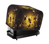 Bee Pattern Toaster Cover 2 Slice, Waterproof Bread Machine Covers with Pockets Universal Size Kitchen Small Appliance Cover with Handle, Dust and Fingerprint Protection