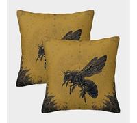 Bee Pillow Cases Set of 2 Cozy Pillowcase Art Cushion Covers Polyester Decorative for Couch Livingroom 50x50cm