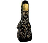 Bee Plants Flowers Phases of The Moon Stars Pattern Ukulele Case, Padded Bag for 23 Inch Concert Ukulele, Waterproof & Durable