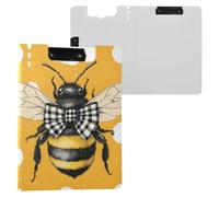 Bee Polka Dot Yellow Clipboard a4 Clip Board Foldover Document Folder Files for Paperwork with Clips Lightweight Plastic
