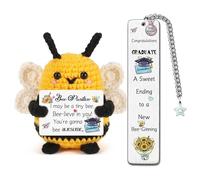Bee Positive Graduation Gifts Handmade Crochet Bee Birthday Presents for Women Men Teens Bookmark 2pc Set Encourage Friend Son Daughter Sister Graduate Inspirational You're Gonna Bee Awesome