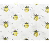 Bee Print Design On Ivory- Fabric Craft Material 110 cm 100% Cotton Poplin -130 GSM - Per Metre (CP0395IVO)