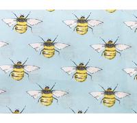 Bee Print Design On Sky Blue - Fabric Craft Material 110 cm 100% Cotton Poplin -130 GSM - Per Metre (CP0395SKY)