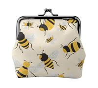 Bee Print Print Coin Purse for Men Women Leather Kiss Lock Small Pouch Coin Wallet