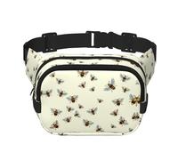 Bee Print Unisex Square Double Layer Waist Bag Crossbody Fanny Pack Travel Workout Accessory, Black, One Size, Black, One Size