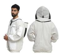 Bee Protection 3 Layers Ultra Ventilated Beekeeping Jacket Protective Equipment Professional Beekeeping Clothes Beekeeper Jacket with Fencing Veil Comfortable Sting proof Jacket Hat (White, 3XL)