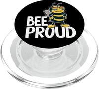 Bee Proud LGBTQ Rainbow Sunglasses, Cute Pride Bee on dark PopSockets PopGrip for MagSafe