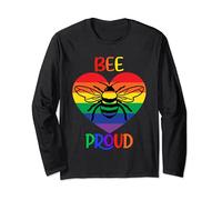 Bee Proud Shirt,Gay Pride T Shirts,Rainbow Heart Bee Graphic Long Sleeve T-Shirt