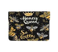 Bee Queen Laptop Sleeve 13 Inch PU Leather Case Protective Honeycomb Laptop Bag Water Resistant Computer Case Tablet Carrying Bag for Women Men