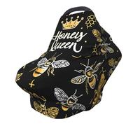 Bee Queen Nursing Cover 360° Full Coverage Honeycomb Stretch Scarf for Breastfeeding and Car Seat Cover Fit for Most Pushchairs and Prams