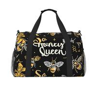 Bee Queen Travel Duffle Bag Honeycomb Gym Overnight Weekender Bag for Men Women Lightweight Carry On Luggage for Workout Holiday