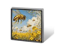 Bee Rapeseed Field Lapel Pin Cute Metal Brooch Pin Fashionable Square Badge for Shirts, Hats, Jackets Unique Fashion Accessories Gift for Men & Women
