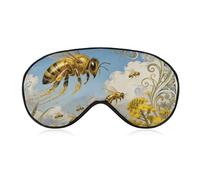 Bee Rapeseed Field Sleep Mask Light Blocking Eye Cover Polyester Eye Mask with Elastic Strap Blindfold for Side Sleeper Sleeping Masks Face Hugging for Women Men Travel