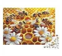 Bee Relaxation 1000 Piece Paper Jigsaw Puzzle for Adults, Eco Thick Card, Flower Hive Puzzle, Brain Exercise, Home Wall Decor 70x50cm/1000pcs