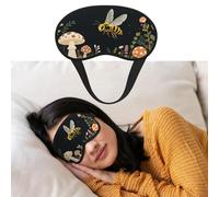 Bee Retro Beautiful Mushroom Eye Masks for Sleep Soft Comfort Sleep Masks with Elastic Strap Adjustable Blackout Eye Shade Covers for Women Men Travel/Sleeping