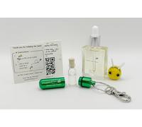 Bee Revival Kit - 'Always Bee Happy' Engraved Keyring, Glass Vial, Bee Feed Dropper Bottle, Organza Pouch (Green)