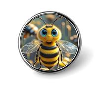 Bee Round Badge for Men Women, Durable & Stylish Lapel Pins, Lightweight Metal Badges for Shirts, Jackets, Hats