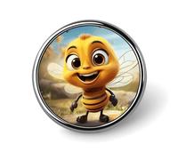 Bee Round Badge for Men Women, Durable & Stylish Lapel Pins, Lightweight Metal Badges for Shirts, Jackets, Hats