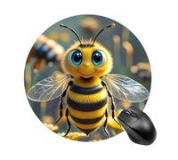 Bee Round Mouse Pad 7.8 Inch, Portable Gaming Mouse Mat with Non-Slip Rubber Base & Smooth Surface, Waterproof Mousepad for PC, Laptop, Computer, Office, Home