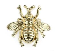 Bee Shape Wardrobe Knob and Furniture Handle Made of Solid Brass with Multiple Protective Layers for Cabinet Use (Gold)