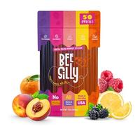 Bee Silly Flavored Honey Sticks - USDA Grade Single Serve Straws, Only 15 Calories Each - Pure Natural Ingredients, No Artificial Colors or Additives - Portable Energy Snack for Kids (50 pack, Variety