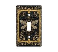 Bee Single Light Switch Cover Plate, Vintage Flowers Stars Fall Gold Plastic Standard Size Decorative Wall Plates for Home Living Room Bedroom Bathroom Decor (Single)