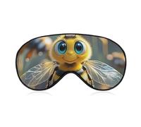 Bee Sleep Mask for Women Men, Soft Eye Mask with Adjustable Strap for Sleeping, Light Blocking Travel Blindfold for Nap Comfortable Eye Cover for Home Office