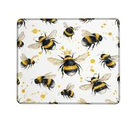 Bee Small Mouse Pad, Nature Fanciful Royal Yellow Splash Summer Yellow Square Rubber Smooth Portable Mini Desk Mousepad Desk Accessories for Gaming Computer Laptop Square 8x10 Inch