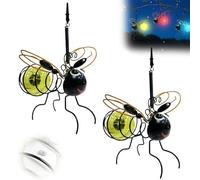 Bee Solar Lights Outdoor Garden - 2 Pack Hanging Solar Powered Lights for Patio, Yard, Pathway, Ornaments Outdoor Waterproof Insect Lantern Decor with Warm White LEDs, Auto On/Off