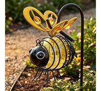 Bee Solar Lights Outdoor Garden, LED Hanging Metal Bees Lanterns, Solar Insect Simulation Light, Solar Fairy Garden Lights Decoration Waterproof for Patio Pathway Balcony Yard