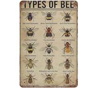 Bee species poster popular science children's education knowledge art plaque bee Mens Womens Decorative Aluminum Sign Wall Sign Bar Restaurant Cafe Bar Sign Decoration 8x12 Inches