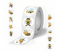Bee Stickers, Cartoon Cute Decal Rolls Self-Adhesive Stickers for Kids Girls Boys Teens for Birthday Party Decoration for Water Bottle Laptop Scrapbook Card Envelope (500 PCS)