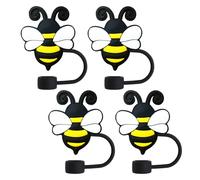 Bee Straw Toppers For Stanley Cups;Bumblebee Straw Covers Cap Toppers Compatible With Stanley 30&40 Oz Tumbler, Reusable & Silicone Tumbler Straws Topper For 0.4 Inch/10 Mm Tips 4 Pcs