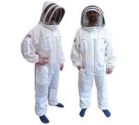 Bee Suit 3 Layer Ultra Ventilated White Beekeeping Suit Beekeeper Ultra protection wasp suit (Large)