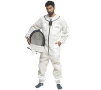 Bee Suit Ultra Ventilated 3 Layer Premium Air Mesh Beekeeping Suit for Men and Women with Fencing Veil Professional Sting Proof Beekeeper Suit, Wasp Suit Beekeeper Protection Equipment (White, Large)