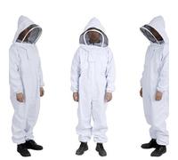 Bee Suit,Ultra Ventilated Bee Outfit Fencing Veil Sting Proof Full Body Zippers for Backyard Commercial Men Women ,White-XXXL