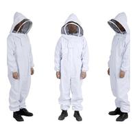 Bee Suit,Ultra Ventilated Bee Outfit Fencing Veil Sting Proof Full Body Zippers for Backyard Commercial Men Women ,White-M