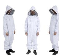 Bee Suit,Ultra Ventilated Bee Outfit Fencing Veil Sting Proof Full Body Zippers for Backyard Commercial Men Women ,White-L