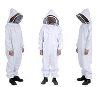 Bee Suit,Ultra Ventilated Bee Outfit Fencing Veil Sting Proof Full Body Zippers for Backyard Commercial Men Women ,White-XL