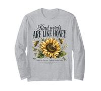 Bee Sunflower Proverbs 16 24 Christian Floral Graphic Long Sleeve T-Shirt